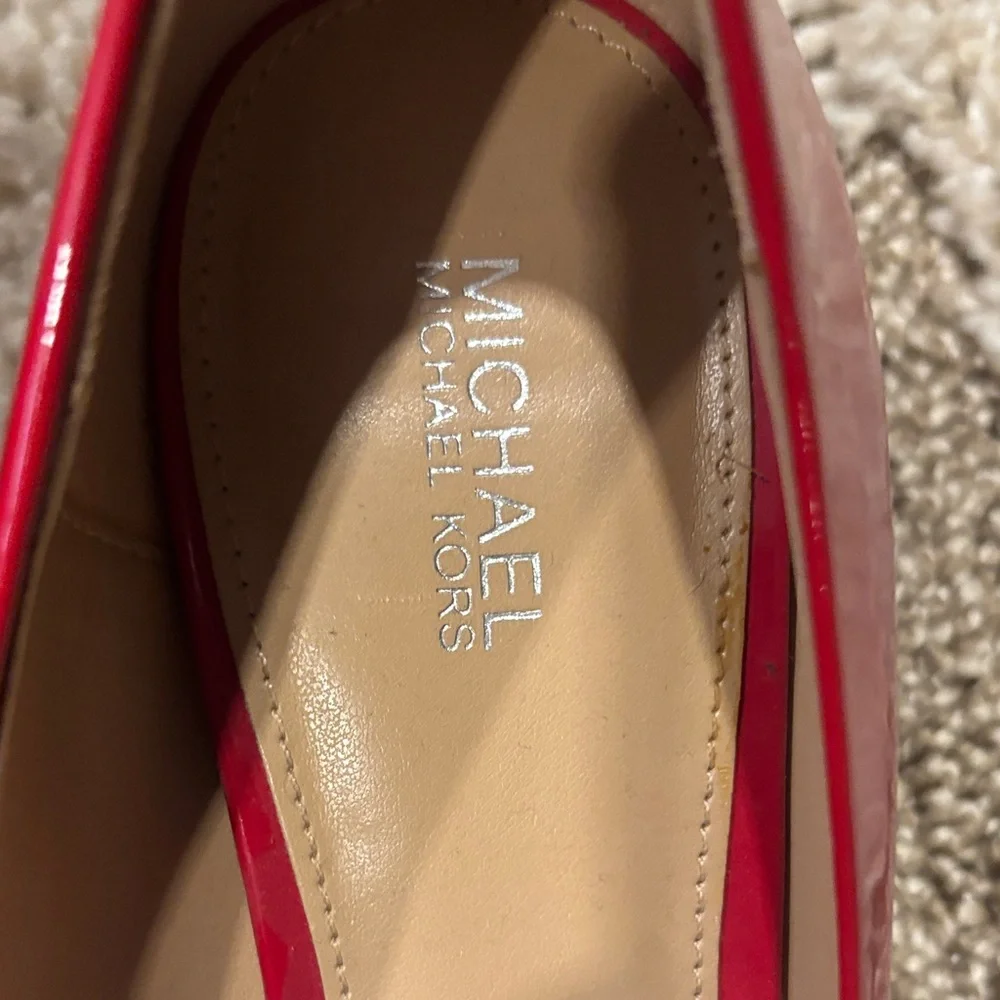 Michael Kors Red Heels with Silver Buckle - Picture 2 of 5
